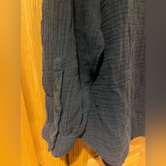 We the Free Nightdreams Slouchy Gauze Wrap‎ Top Shirt in Washed Black Size Small - Picture 10 of 11